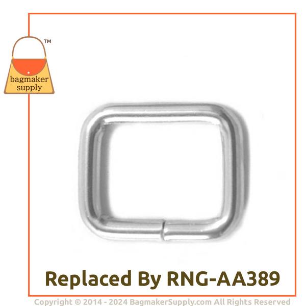 Representative Image of 1/2 Inch Wire Formed Rectangle Ring, Nickel Finish (RNG-AA010))