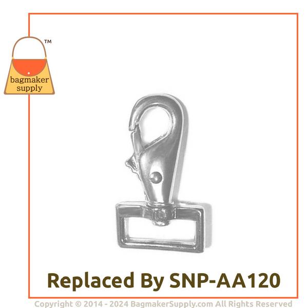 Representative Image of 1 Inch Lobster Claw Swivel Snap Hook, Square End, Nickel Finish (SNP-AA005))
