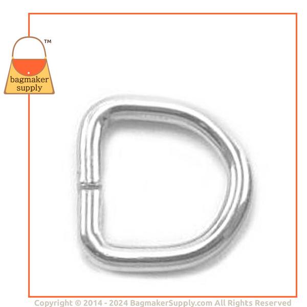 Representative Image of 3/8 Inch Wire Formed D Ring, Welded, Nickel Finish (RNG-AA041))