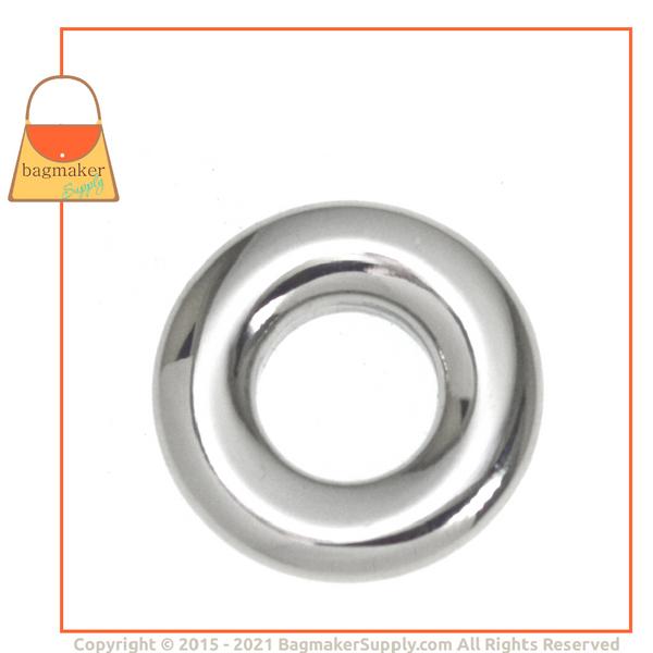 Representative Image of 3/8 Inch Round Force-Fit Eyelet, Nickel Finish (EGR-AA022))