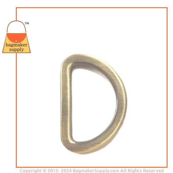 Representative Image of 1 Inch Flat Cast D Ring, Light Antique Brass / Antique Gold Finish (RNG-AA077))