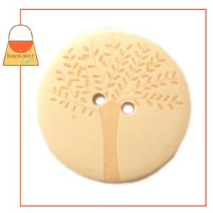 Representative Image of 1-1/8 Inch Round Wood Button, Natural Unfinished with Laser-Cut Tree Design