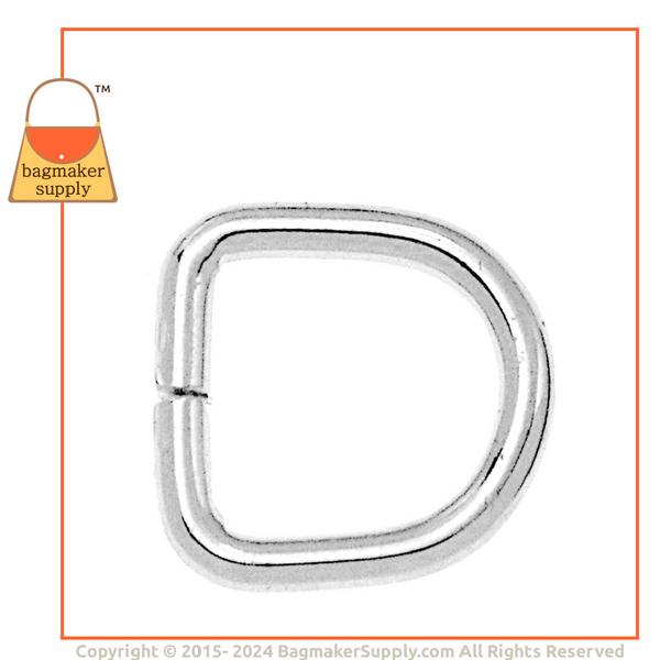 Representative Image of 3/8 Inch Wire Formed D Ring, Not Welded, Nickel Finish (RNG-AA088))