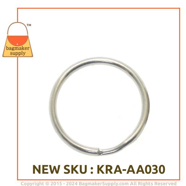 Representative Image of 1 Inch Flat Edge Key Ring, Nickel Finish (RNG-AA121))