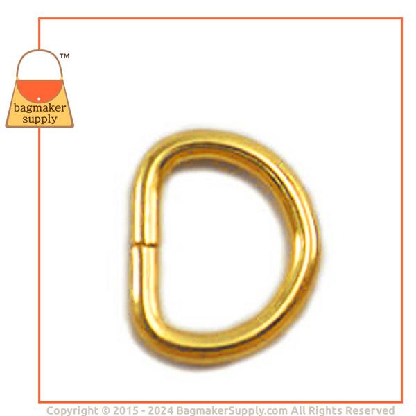 Representative Image of 3/8 Inch Wire Formed D Ring, 2 mm Gauge, Not Welded, Brass Finish (RNG-AA123))