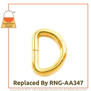 Representative Image of 3/4 Inch Wire Formed D Ring, Not Welded, Gold Finish