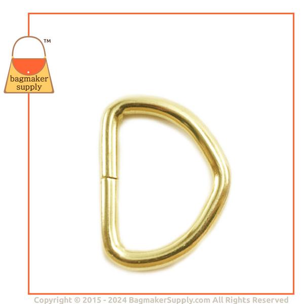 Representative Image of 7/8 Inch Wire Formed D Ring, 3.5 mm Gauge, Not Welded, Brass Finish (RNG-AA147))