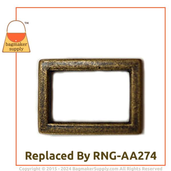 Representative Image of 3/4 Inch Flat Cast Rectangle Ring, Antique Brass Finish (RNG-AA159))