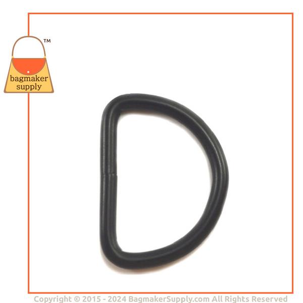 Representative Image of 1-1/2 Inch Wire Formed D Ring, 4.5 mm Gauge, Welded, Black Satin Finish (RNG-AA181))