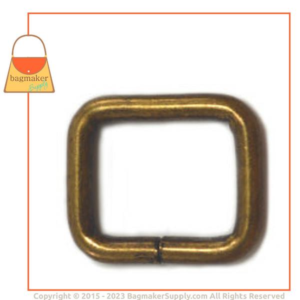 Representative Image of 5/8 Inch Wire Formed Rectangle Ring, 3 mm Gauge, Not Welded, Antique Brass Finish (RNG-AA185))