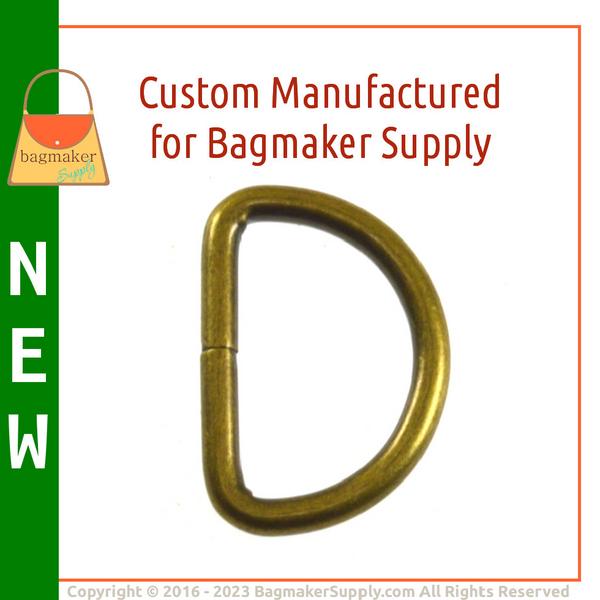 Representative Image of 1 Inch Wire Formed D Ring, 3.75 mm Gauge, Not Welded, Light Antique Brass / Antique Gold Finish (RNG-AA429))