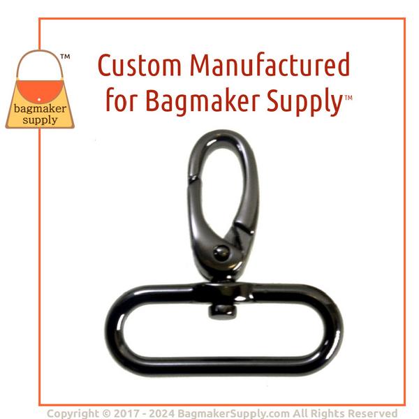 Representative Image of 1-1/2 Inch Oval Spring Gate Swivel Snap Hook, Deluxe Black Nickel / Gunmetal Finish (SNP-AA183))